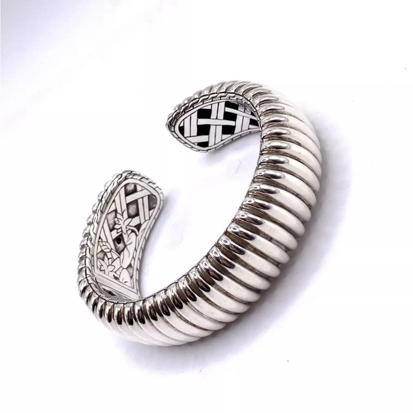 John Hardy Sterling Silver Batu Bedeg Kick Cuff Hinged Bracelet Sz 6.5